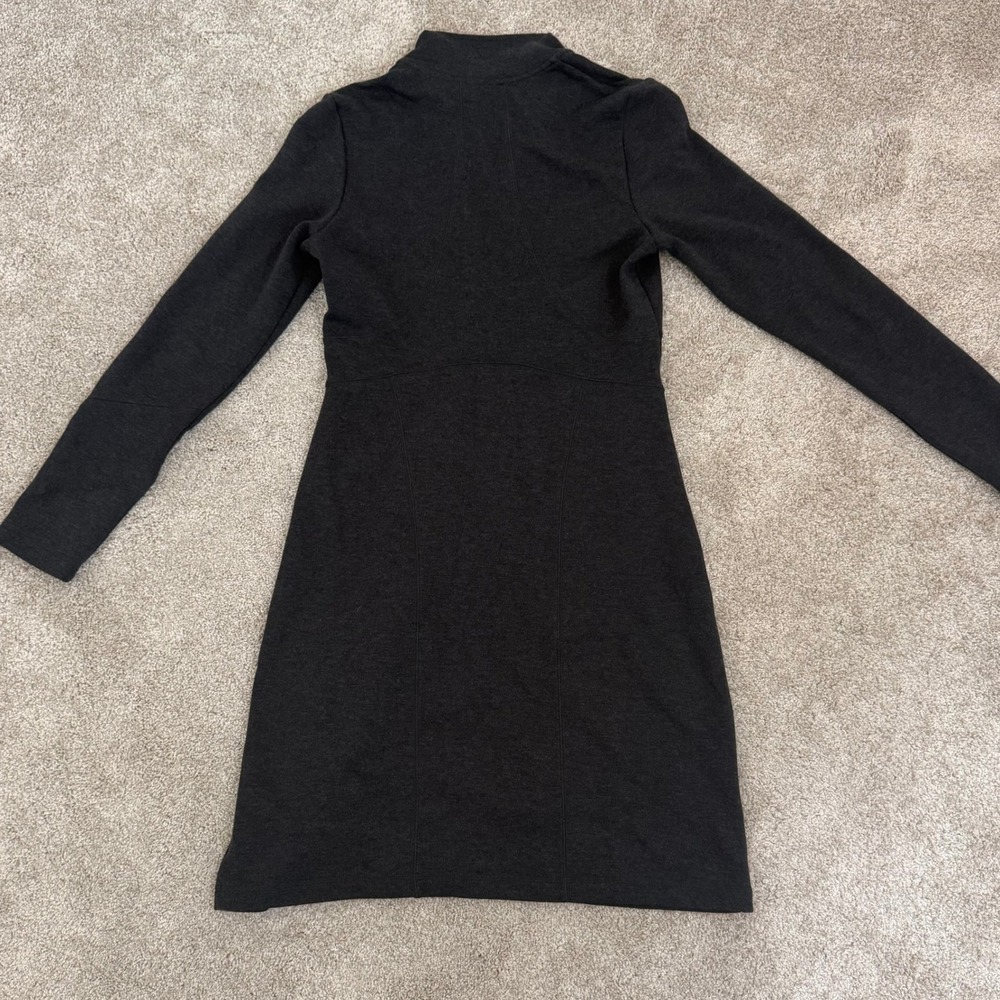 Athleta Womens Gray Quarter Zip Long Sleeve Knit A-Line Dress Size M EUC - Picture 5 of 10